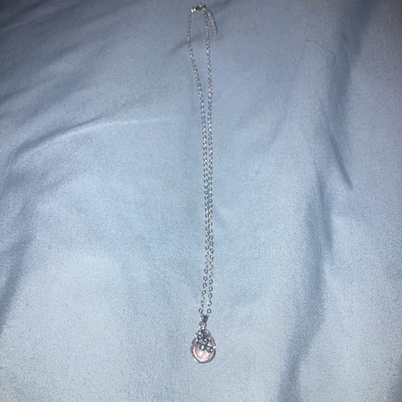 Silver Tone and Pink Pendant Necklace - Picture 2 of 4